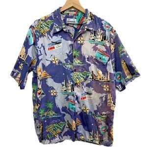 REYN SPOONER Vintage RWA Airlines Intl Air Travel Hawaiian Camp Men Larg…